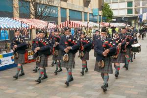 Perth and District Pipe Band at the Charity Fayre in 2025
